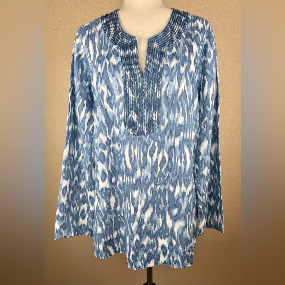 Charter Club Women’s Long Sleeve Linen Tunic. Size- 16